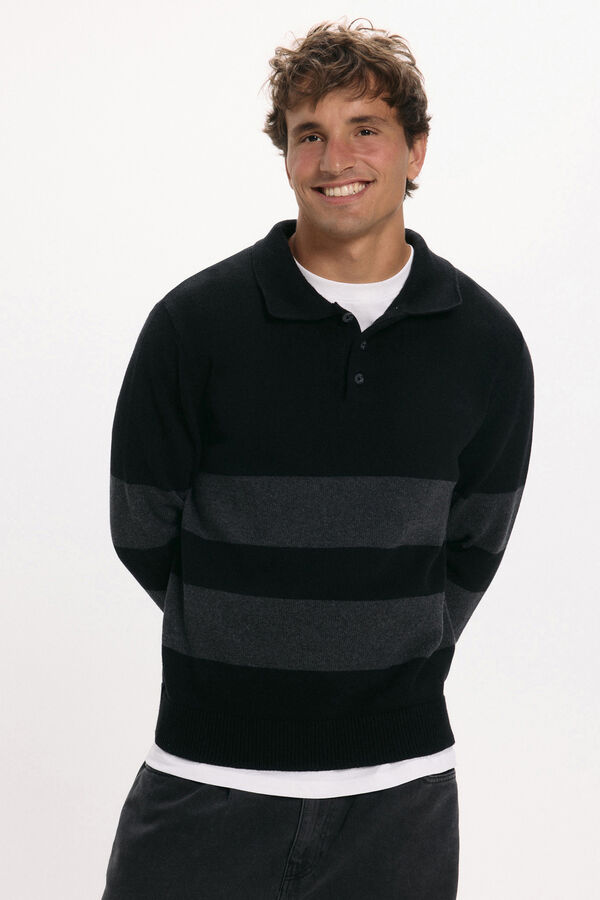 Only & Sons Jersey cuello polo negro