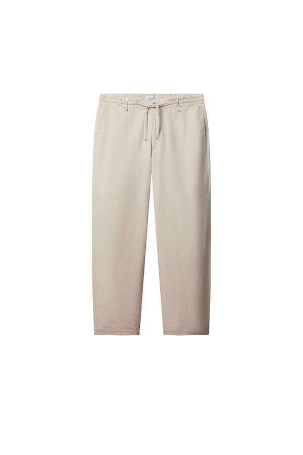 Springfield Lanene chino pantalone udobnog kroja Bež
