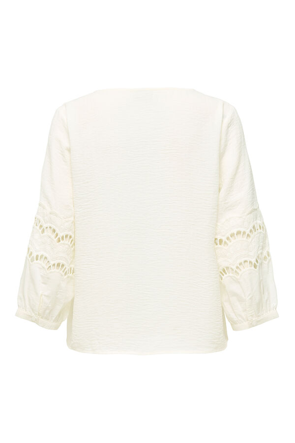 JDY Blusa manga 3/4 encaje blanco