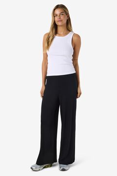 Noisy May Pantal&oacute;n wide leg de punto canal&eacute; negro