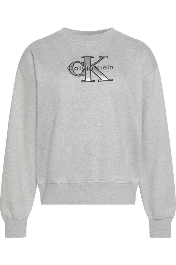 CK Jeans Sudadera bordado metalizado gris