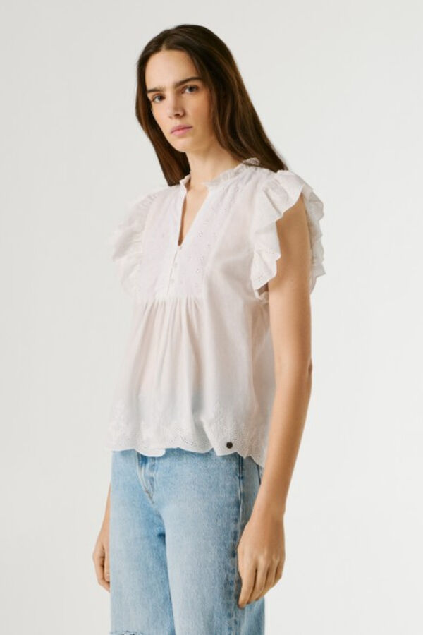 Pepe Jeans Butterfly sleeve shirt beige