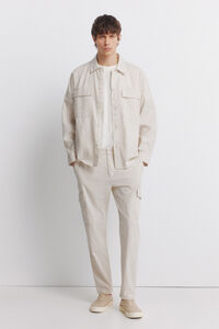 Springfield Linen cargo slim fit trousers