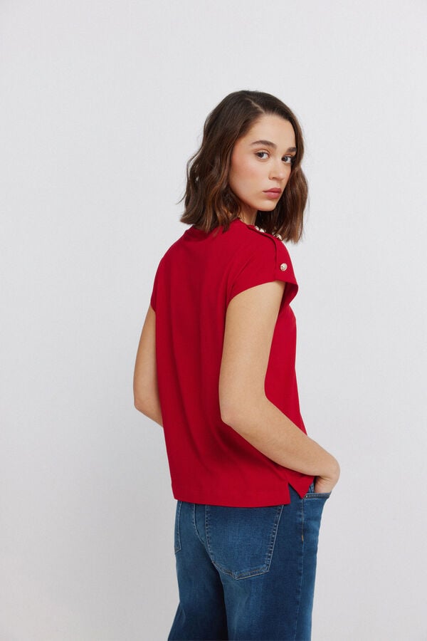 Springfield Short sleeve button T-shirt burgundy