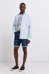 Springfield Denim lightweight slim fit Bermuda shorts blue