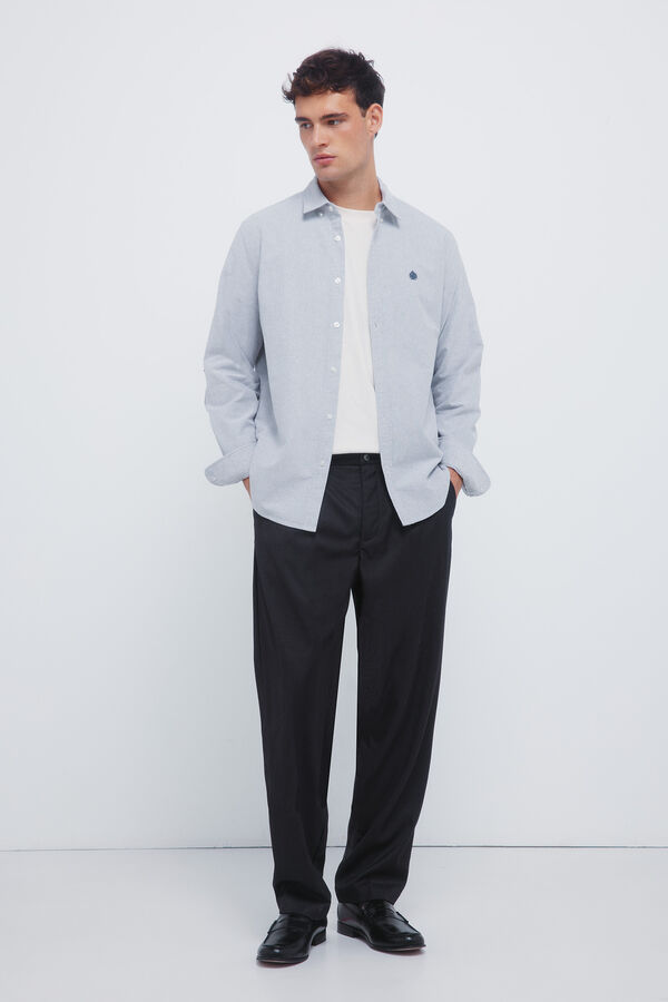 Springfield Oxford shirt with elbow patches grey