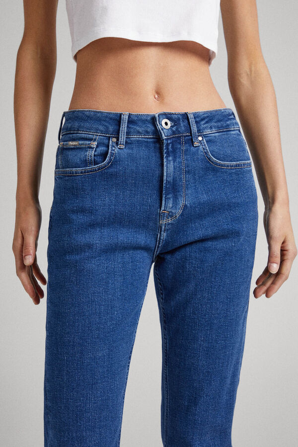Springfield Jeans Straight de mujer de tiro alto color azul azul medio