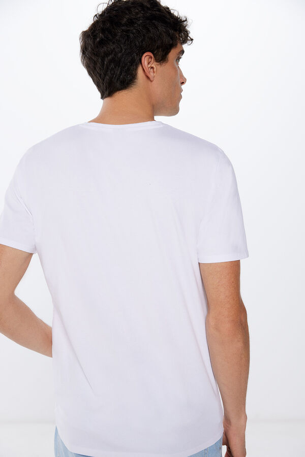 Springfield T-shirt gola em bico elastano branco
