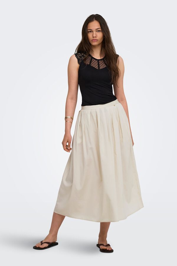 Only Pleated long skirt beige