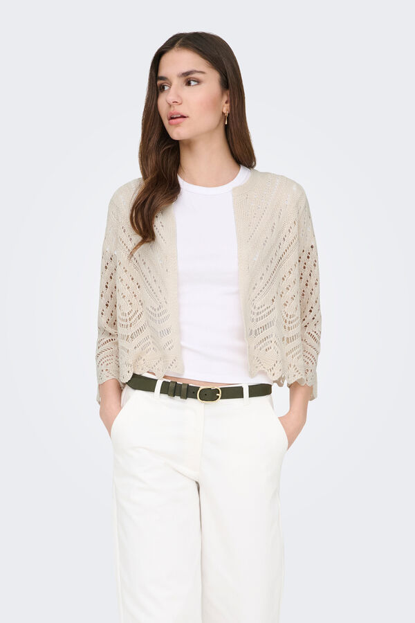 JDY Crochet short cardigan white