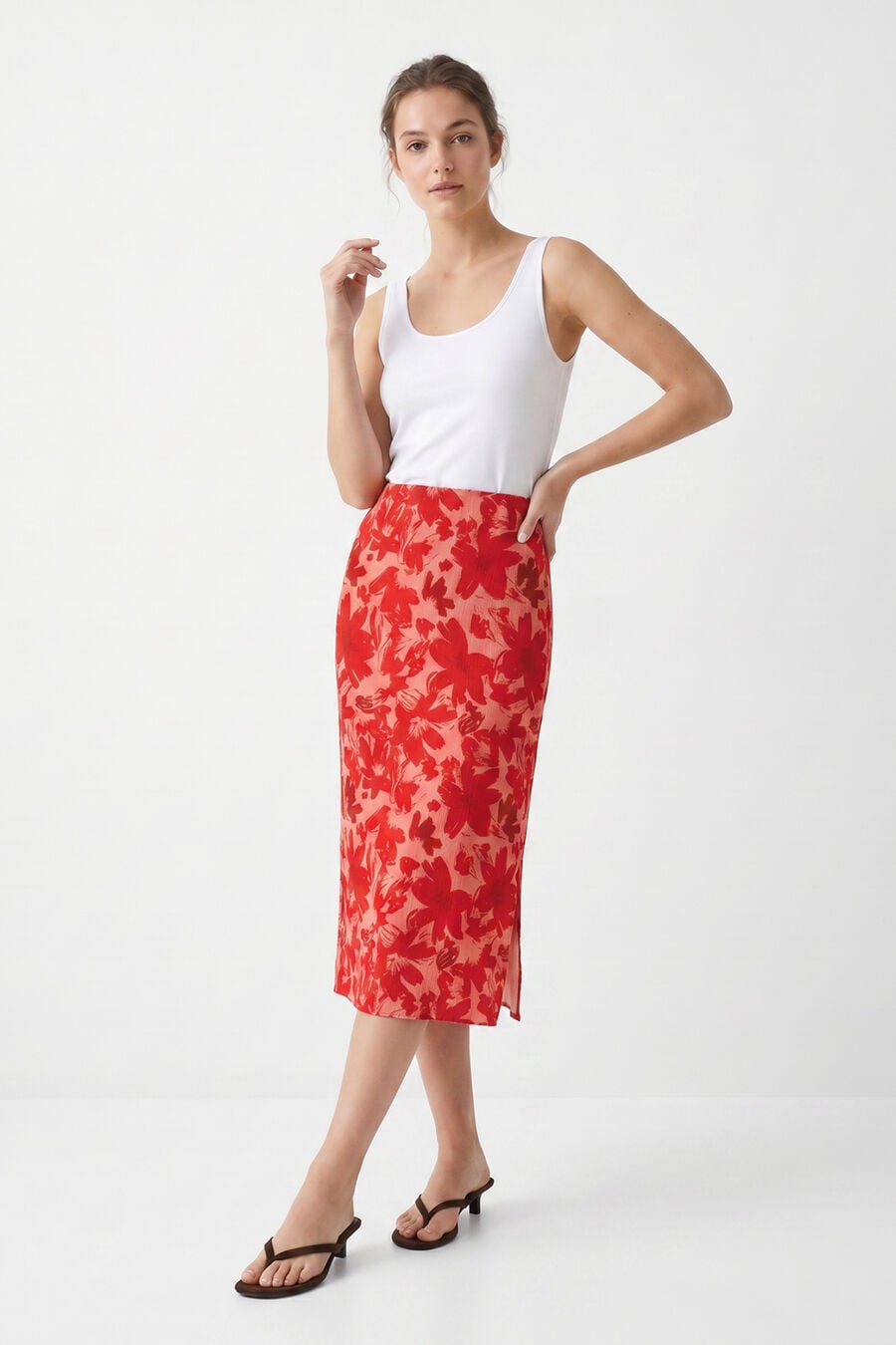 Falda midi estampada