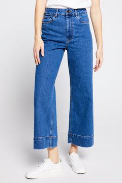 Springfield Jeans Culotte Talle Alto Lavado Sostenible azul medio