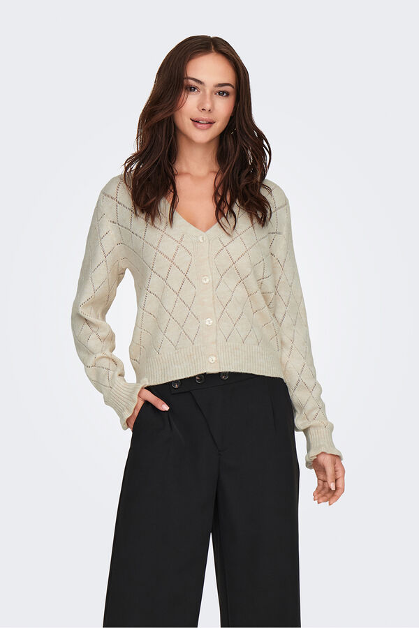 JDY Buttons fastening cardigan white