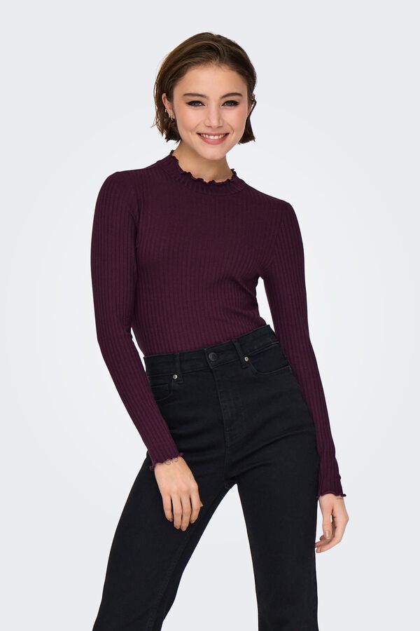 JDY Ribbed long sleeve T-shirt pink
