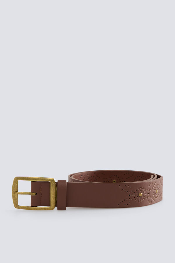 Springfield Ceinture marron &agrave; motif clous nude