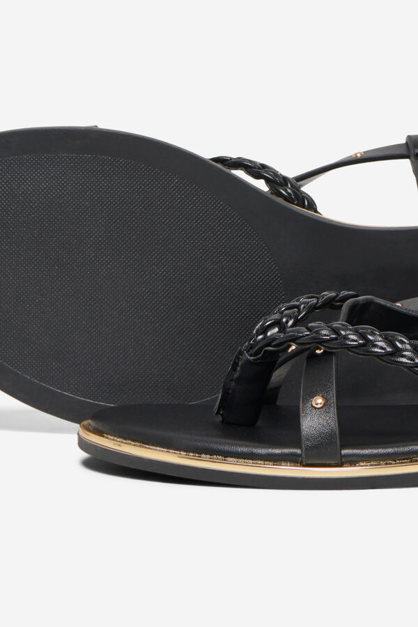 Only Sandalia plana tachas negro