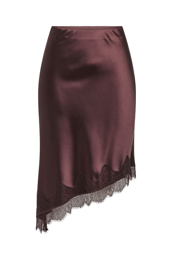 Only Asymmetric satin-finish skirt nude