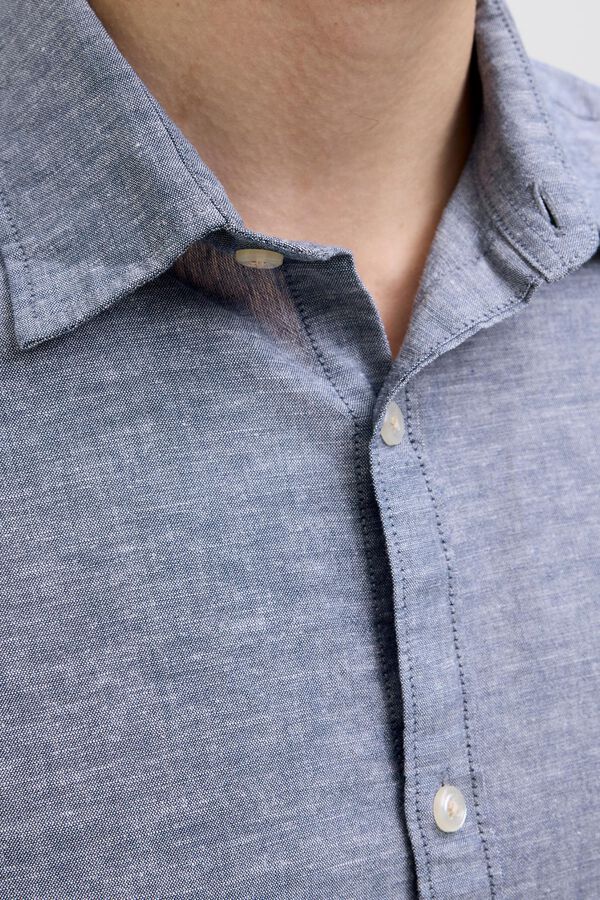 JJ REBEL Linen comfort fit shirt blue