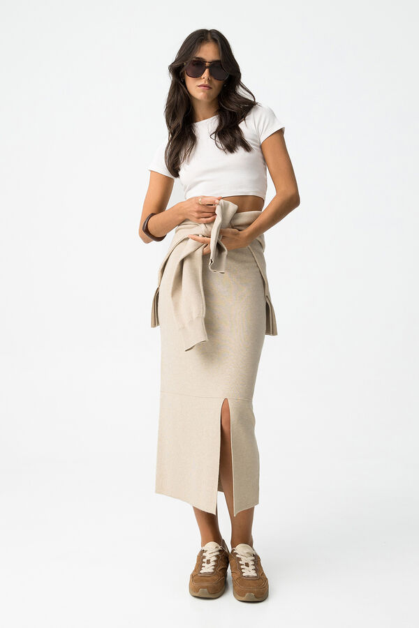 Tiffosi Malha midi de saia bege