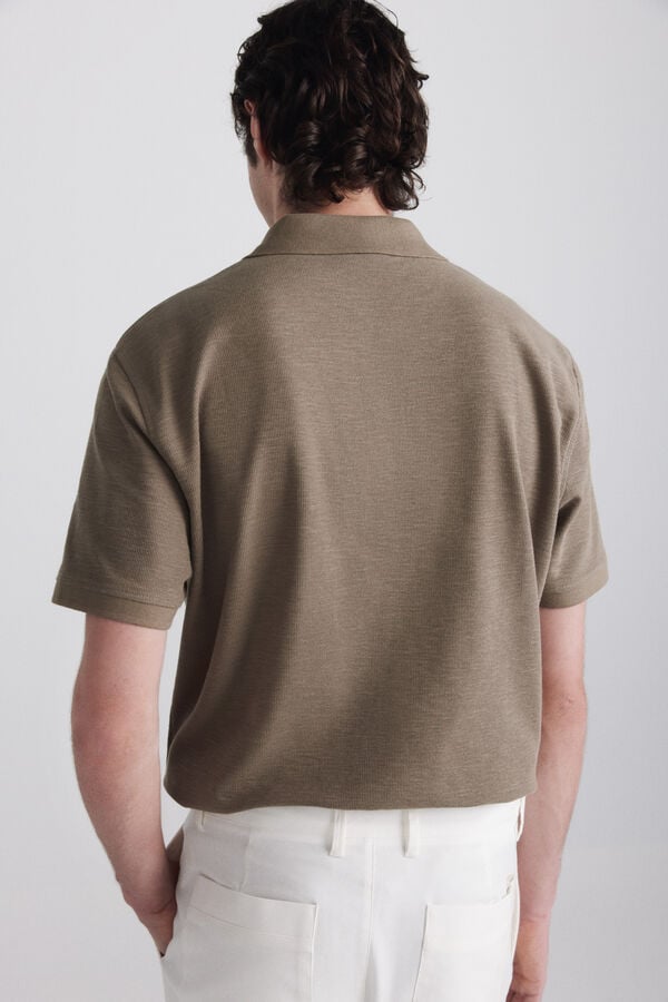 Springfield Zip fastening structure polo shirt beige