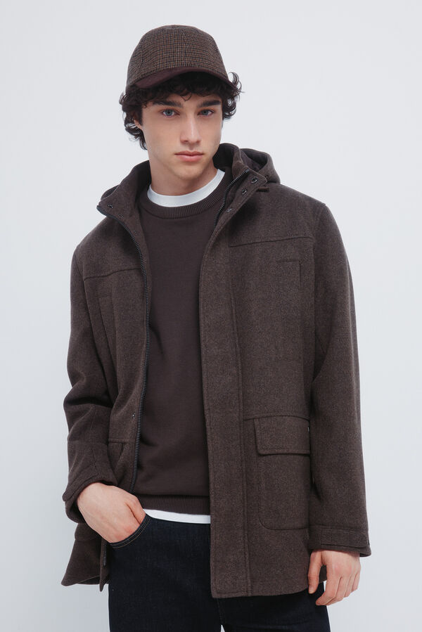 Springfield Long wool -effect parka nude