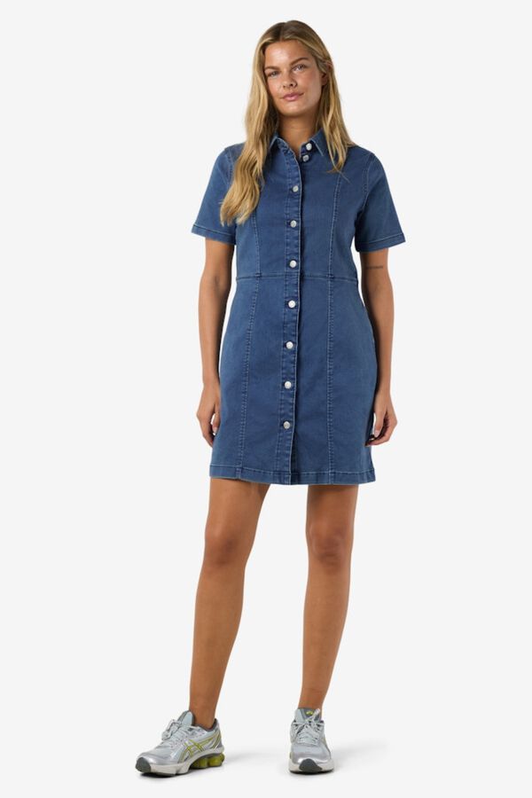 Noisy May Denim short sleeve collared button-front dress blue