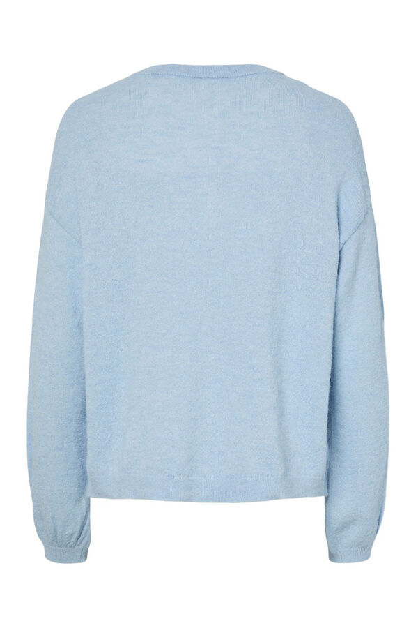 Pieces Jersey-knit cardigan with round neck and dropped sleeve blue
