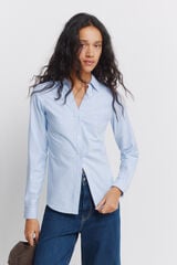 Springfield Oxford NECKLINE V cotton shirt blue