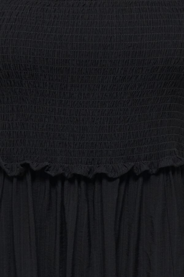 Only Vestido comprido em tecido favo de mel preto