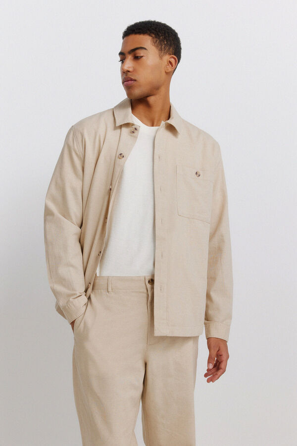 Springfield Linen straight fit trousers grey