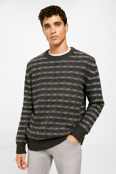 Springfield Two-tone textured chunky-knit jumper grey