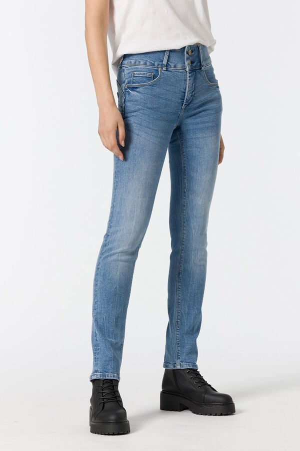 Springfield Jeans Double-up Slim de Tiro Alto azul medio
