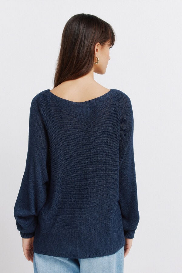 Springfield Pull uni en chenille bleu