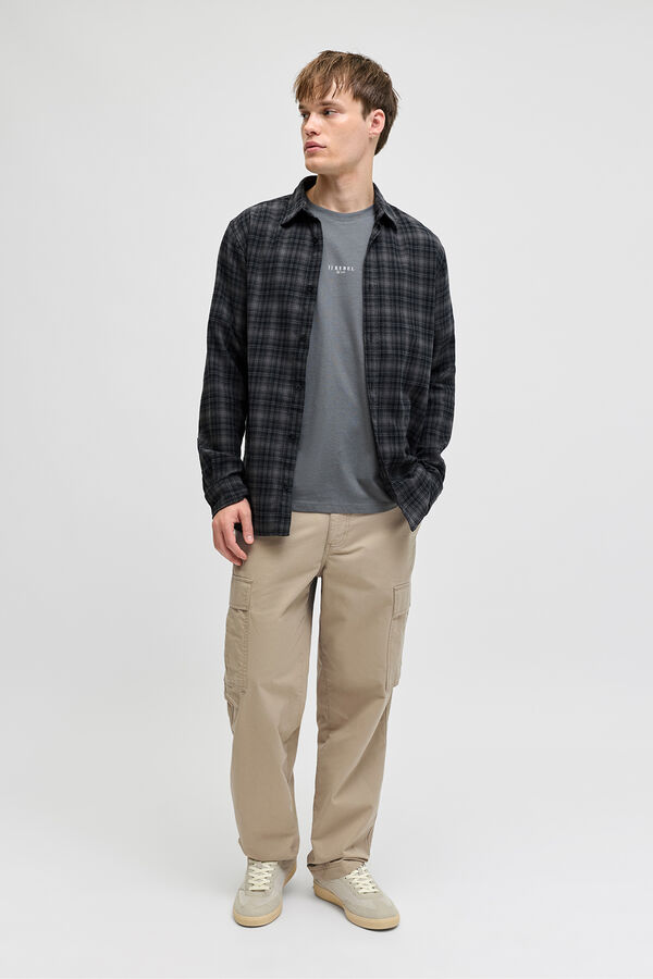 JJ REBEL Pantal&oacute;n cargo algod&oacute;n tiro medio gris