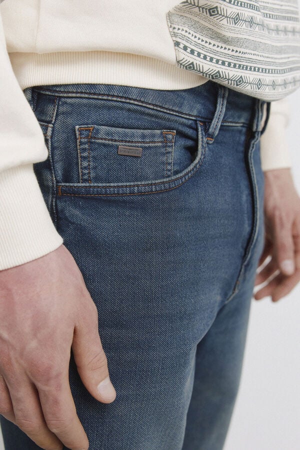 Springfield Knit denim overdyed slim fit jeans blue