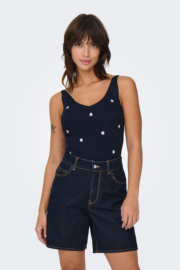 JDY Camiseta tirantes punto azul