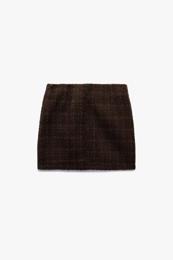 Koton Minifalda de tweed marr&oacute;n