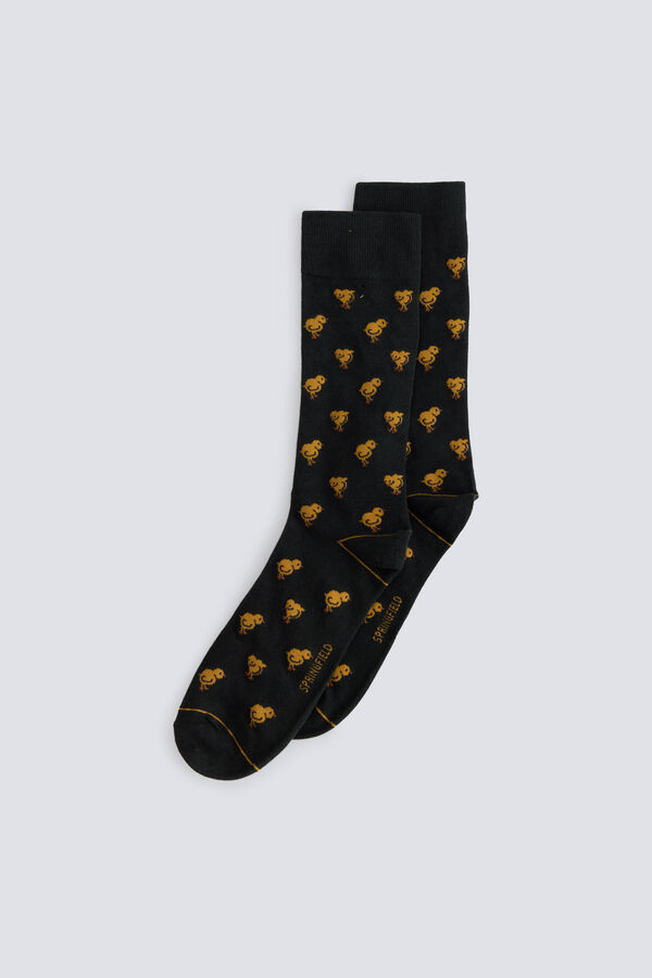 Springfield Yellow cotton chick sock printed