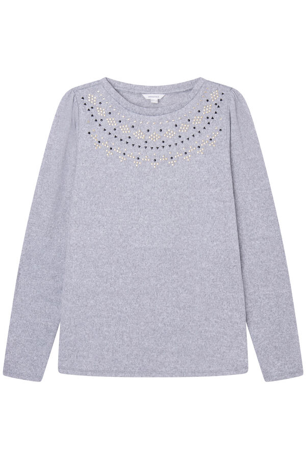 Springfield T-shirt with Studded Collar grey