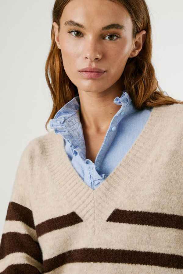 Pepe Jeans Cecil Stripe Jersey-Knit Jumper marron