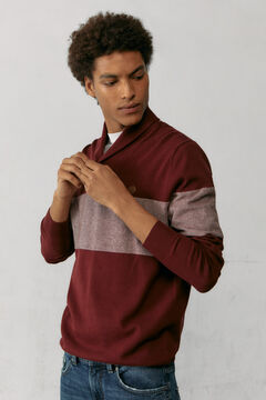 Springfield Jumper with high jacquard collar red