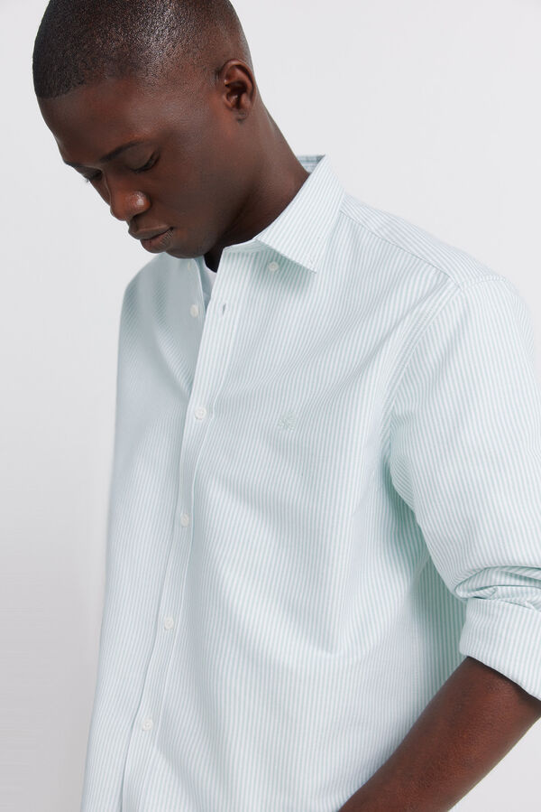 Springfield Striped oxford wrinkle free shirt green