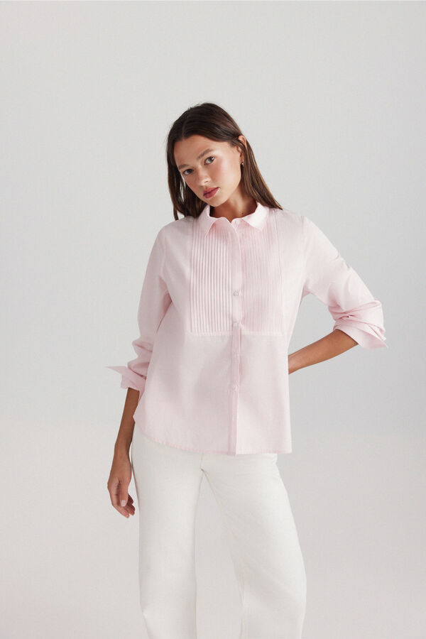 Springfield Pleated basic shirt pink