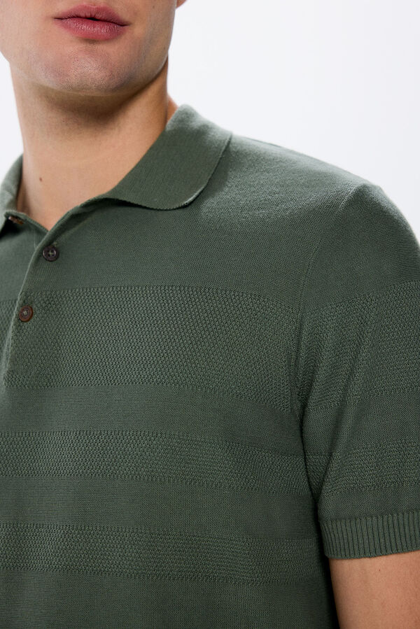 Springfield Pull col polo boutons vert