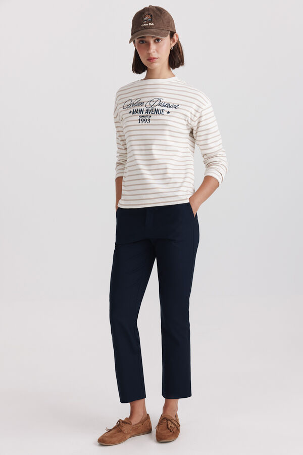 Springfield Striped fine knit jumper white