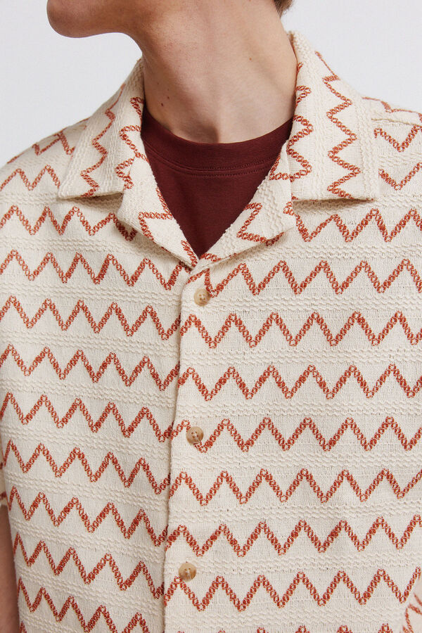 Springfield Printed jersey bowling shirt white