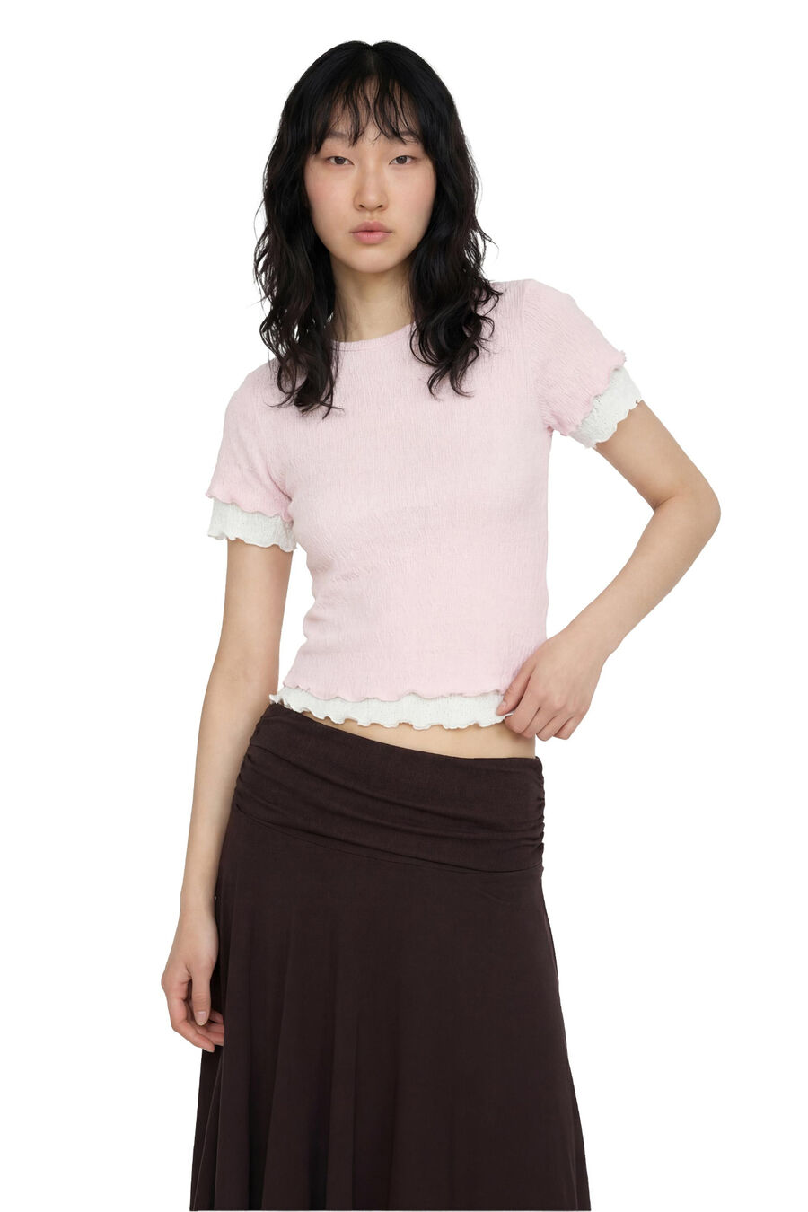Camiseta crop manga corta
