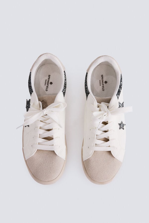 Springfield Zapatillas estrellas brillo beige