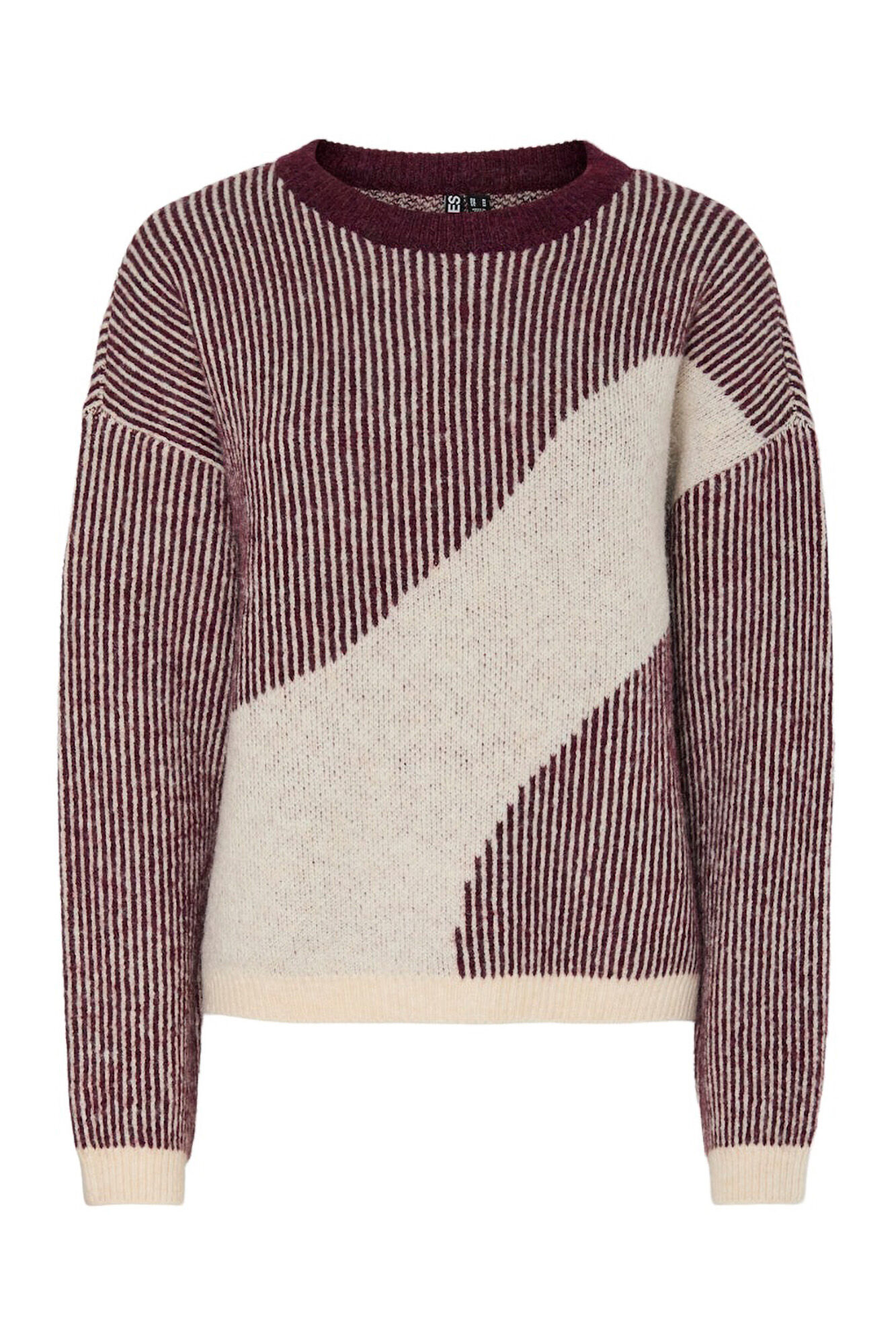 Pieces Su&eacute;ter com gola contrastante em dois tons