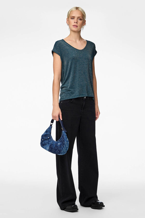 Pieces Camiseta lurex pico azul